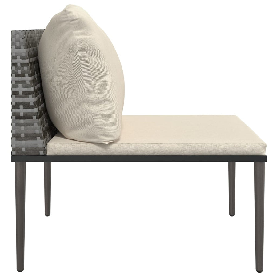 Tuinmiddenbank met kussens poly rattan grijs
