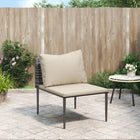 Tuinmiddenbank poly rattan grijs met kussens