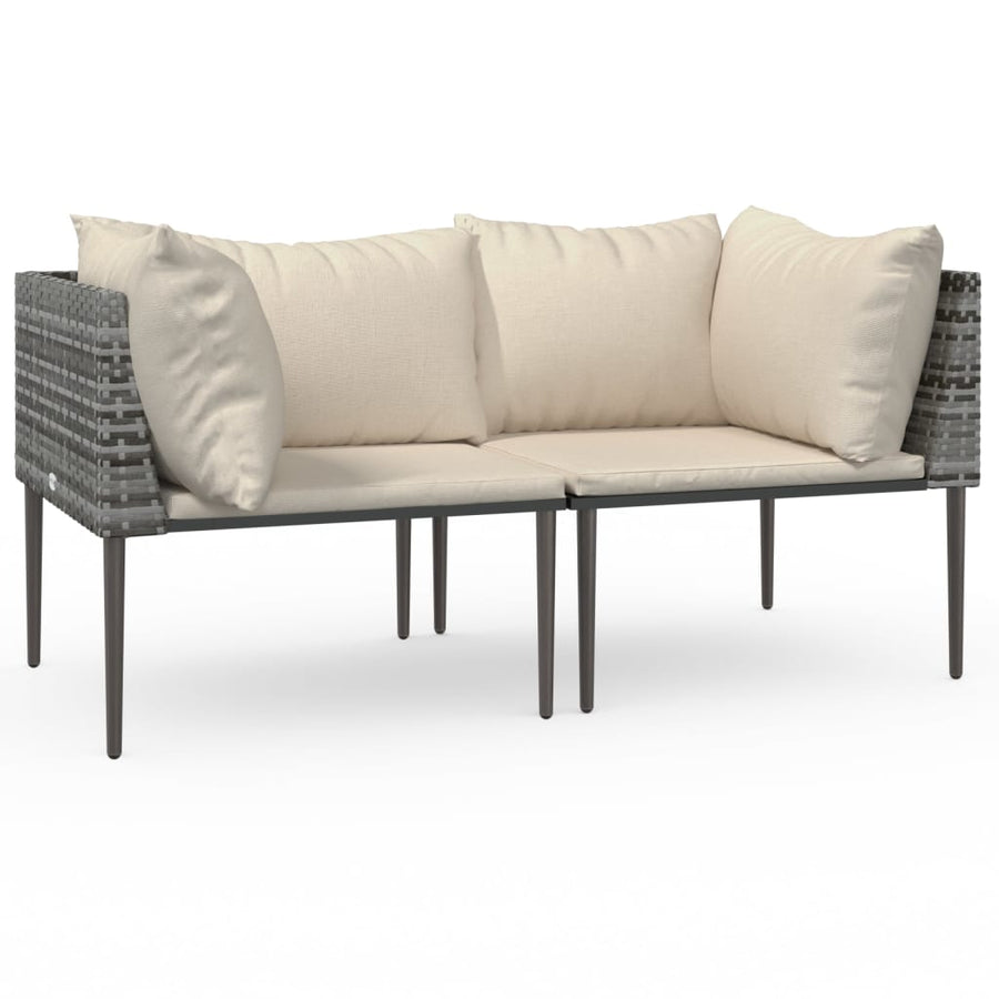 Tuinhoekbanken Met Kussens 2 St Poly Rattan Grijs