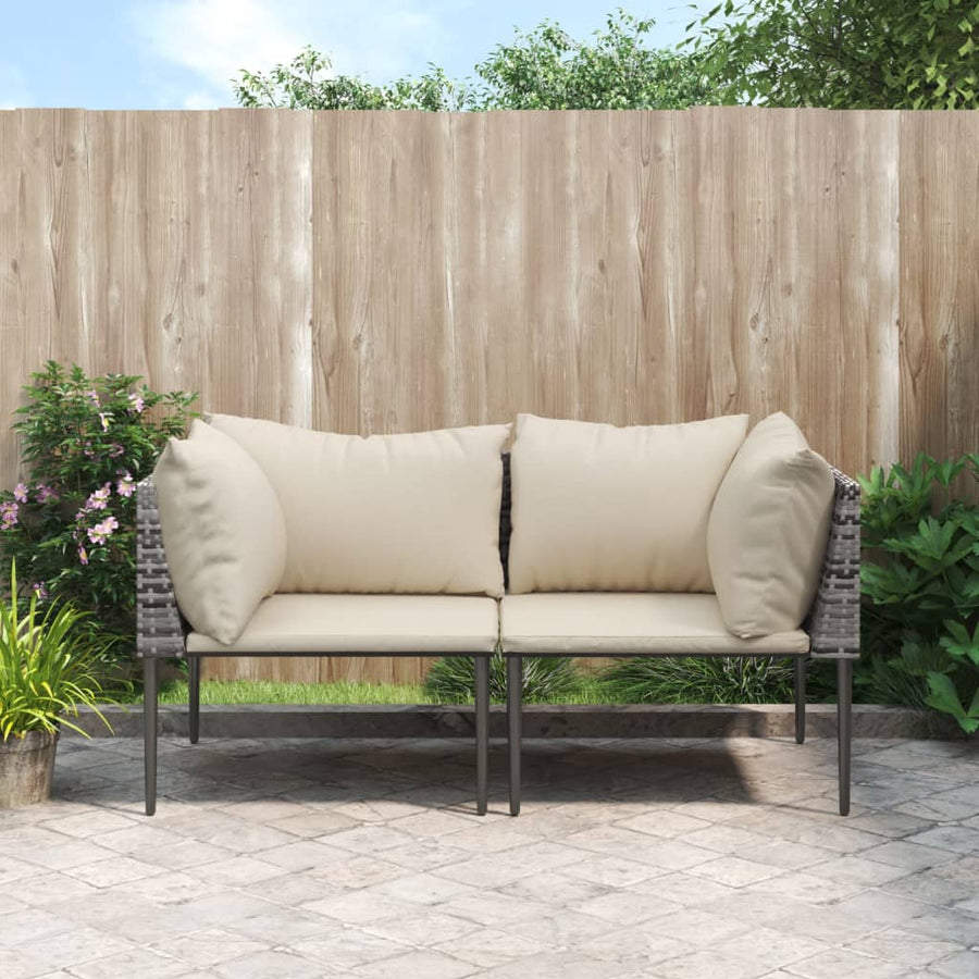 Tuinhoekbanken Met Kussens 2 St Poly Rattan Grijs