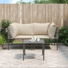 3-Piece Lounge Set with Cushions Poly Rattan Grey