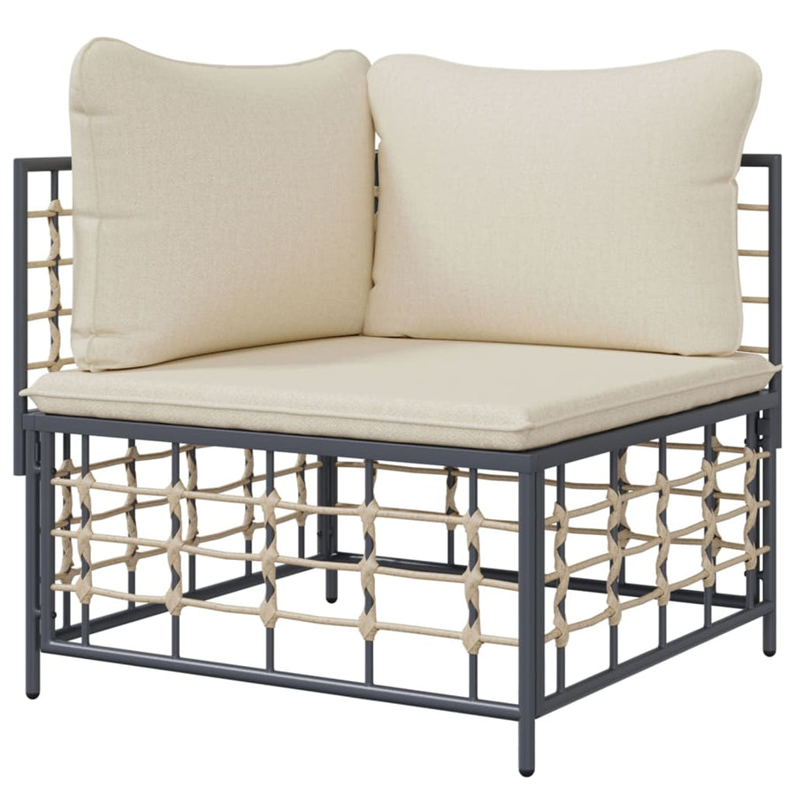 Tuin Met Kussens Poly Rattan Beige Hoekbank