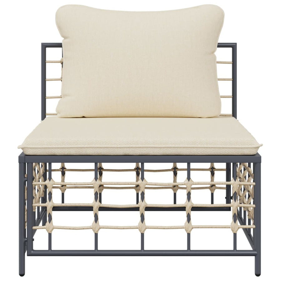 Tuin Met Kussens Poly Rattan Beige Middenbank