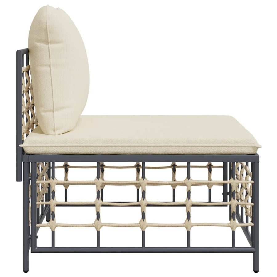Tuin Met Kussens Poly Rattan Beige Middenbank