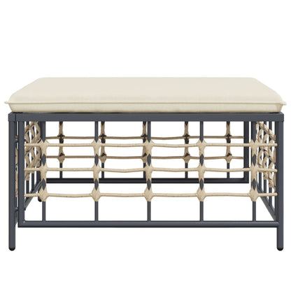 Tuinvoetenbank Met Kussen Poly Rattan Beige Voetensteun