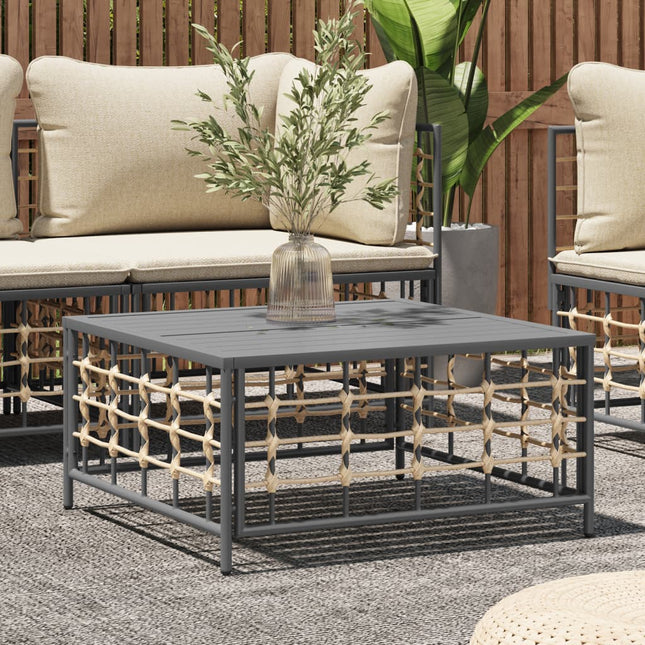 Tuin 70X70X34 Cm Poly Rattan Antracietkleurig Donkergrijs Tafel