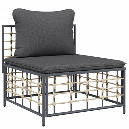 Tuin Met Donkergrijze Kussens Poly Rattan Donkergrijs Middenbank
