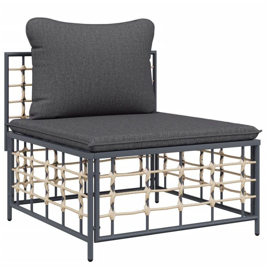 Tuin Met Donkergrijze Kussens Poly Rattan Donkergrijs Middenbank