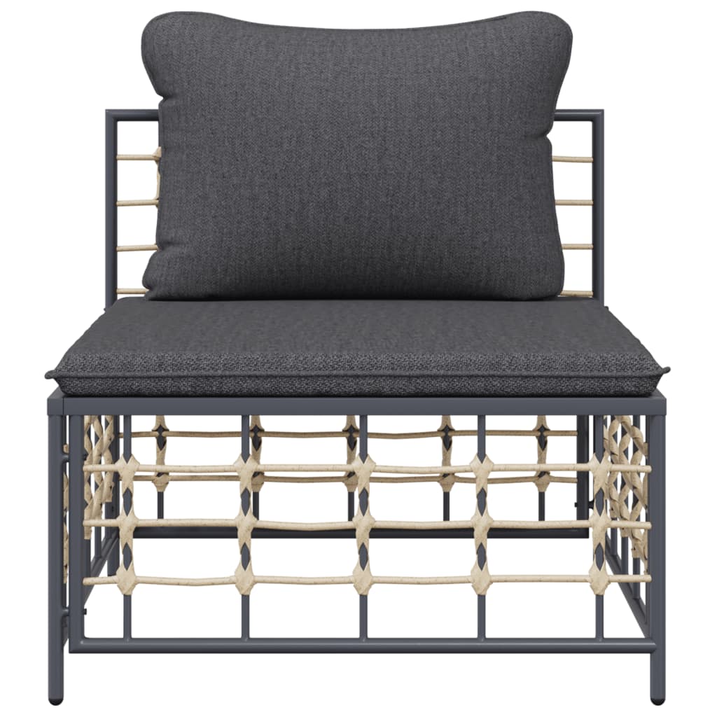 Tuin Met Donkergrijze Kussens Poly Rattan Donkergrijs Middenbank
