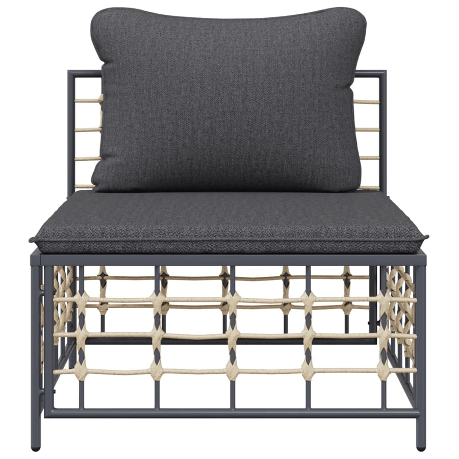 Tuin Met Donkergrijze Kussens Poly Rattan Donkergrijs Middenbank
