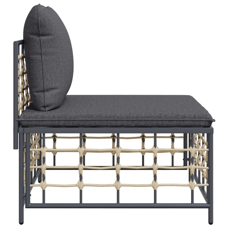 Tuin Met Donkergrijze Kussens Poly Rattan Donkergrijs Middenbank