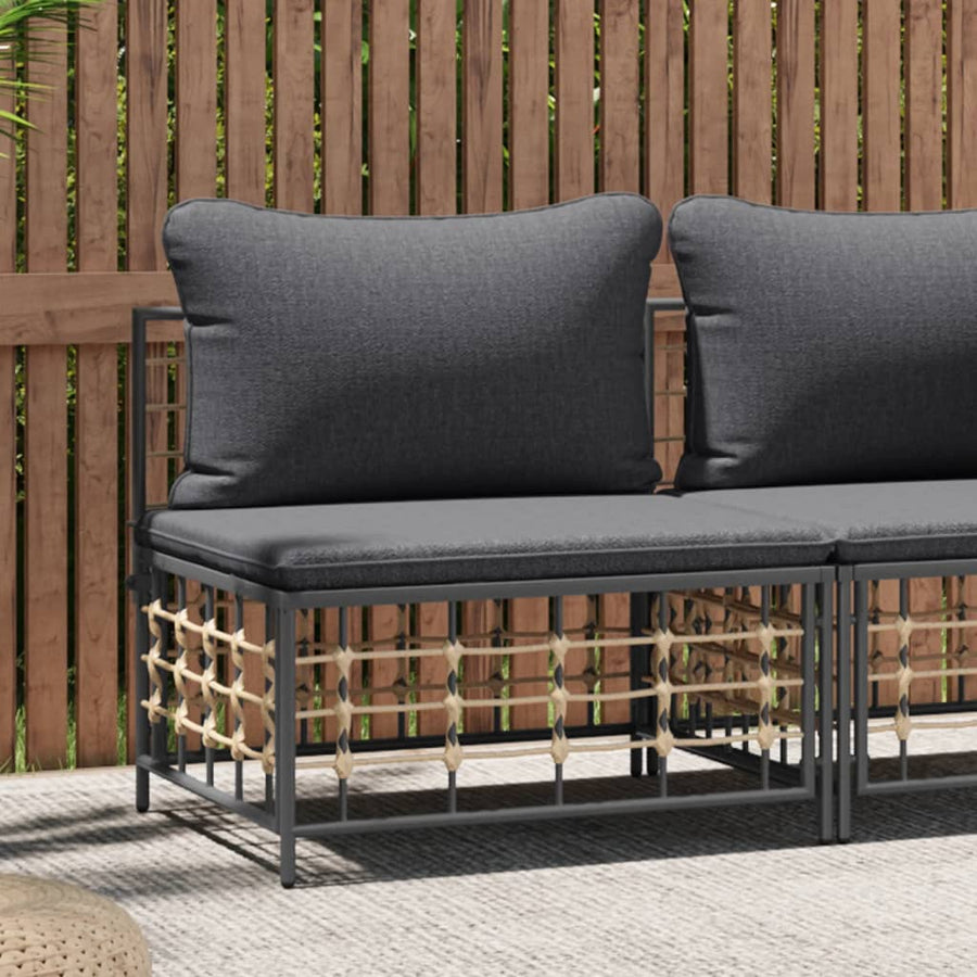 Tuin Met Donkergrijze Kussens Poly Rattan Donkergrijs Middenbank