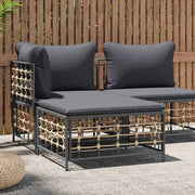Voetenbank tuin 70x70x34 cm poly rattan donkergrijs