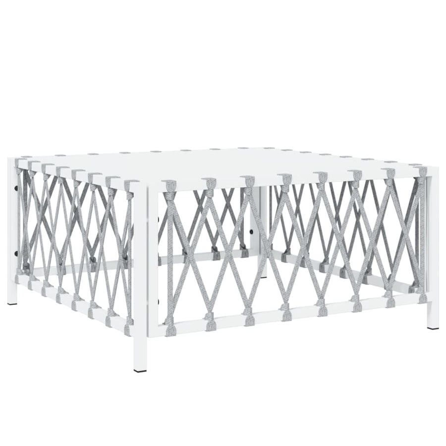 Tuin 70X70X34 Cm Geweven Stof Wit Tafel