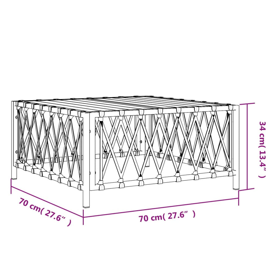 Tuin 70X70X34 Cm Geweven Stof Wit Tafel