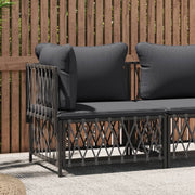 Garden corner sofa with cushions woven fabric anthracite