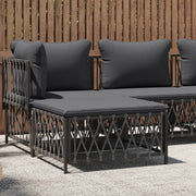Tuinvoetenbank 70x70x34 cm geweven stof antraciet