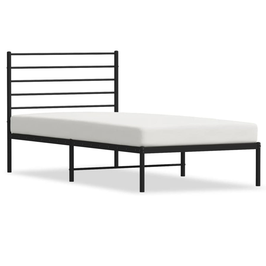 Bedframe Metaal 80 x 200 cm Zwart met hoofdbord