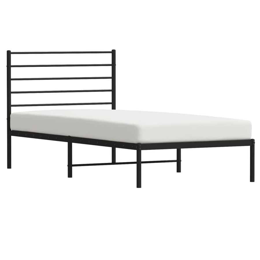 Bedframe Metaal 80 x 200 cm Zwart met hoofdbord