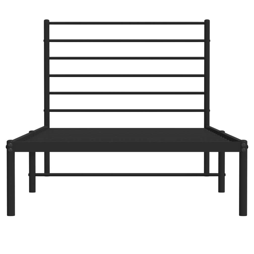 Bedframe Metaal 80 x 200 cm Zwart met hoofdbord
