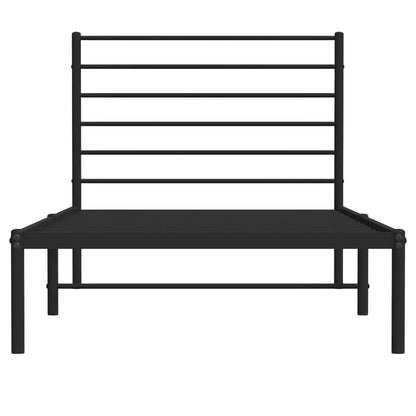 Bedframe Metaal 80 x 200 cm Zwart met hoofdbord