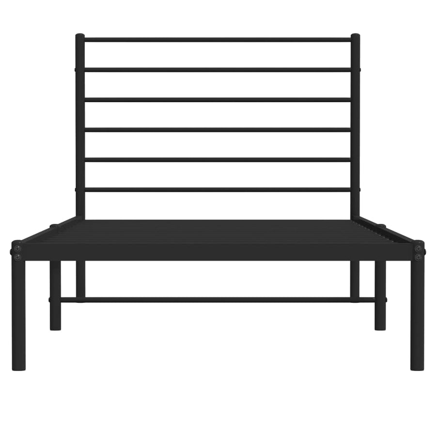 Bedframe Metaal 80 x 200 cm Zwart met hoofdbord