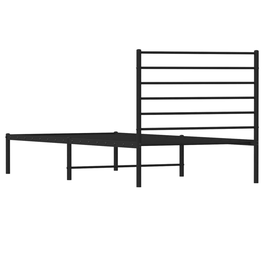 Bedframe Metaal 80 x 200 cm Zwart met hoofdbord