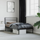 Metal bed frame with headboard black 80x200 cm