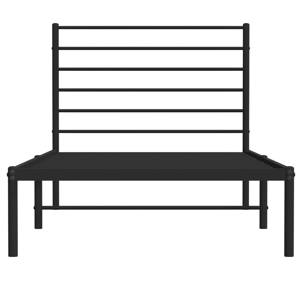 Bedframe Metaal 90 x 190 cm Zwart met hoofdbord