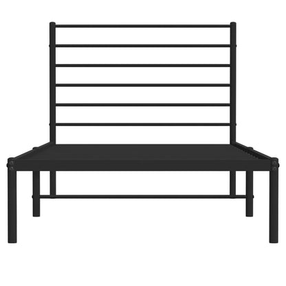 Bedframe Metaal 90 x 190 cm Zwart met hoofdbord