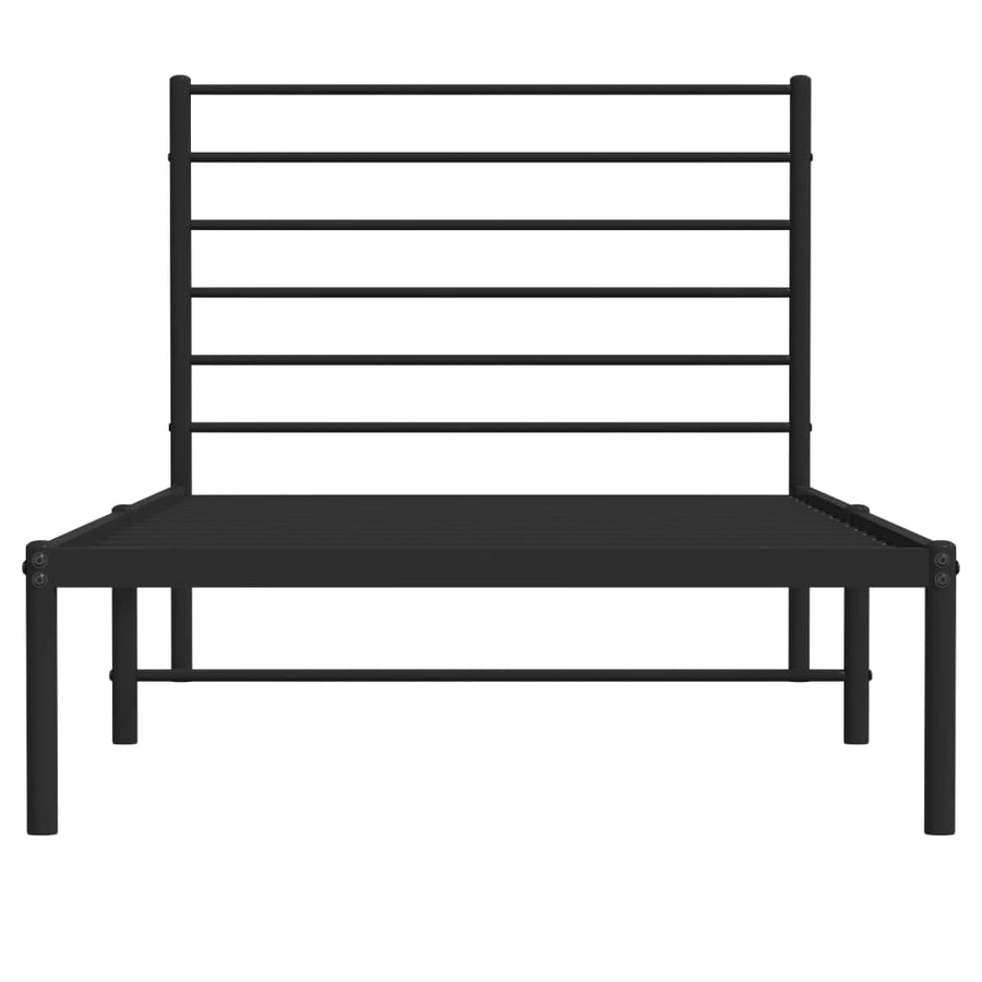 Bedframe Metaal 90 x 190 cm Zwart met hoofdbord