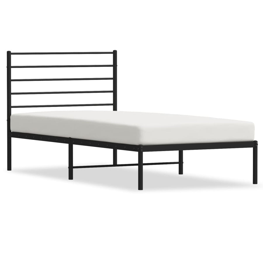 Bedframe Metaal 90 x 200 cm Zwart met hoofdbord