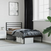 Bedframe metaal zwart 90x200 cm met hoofdbord
