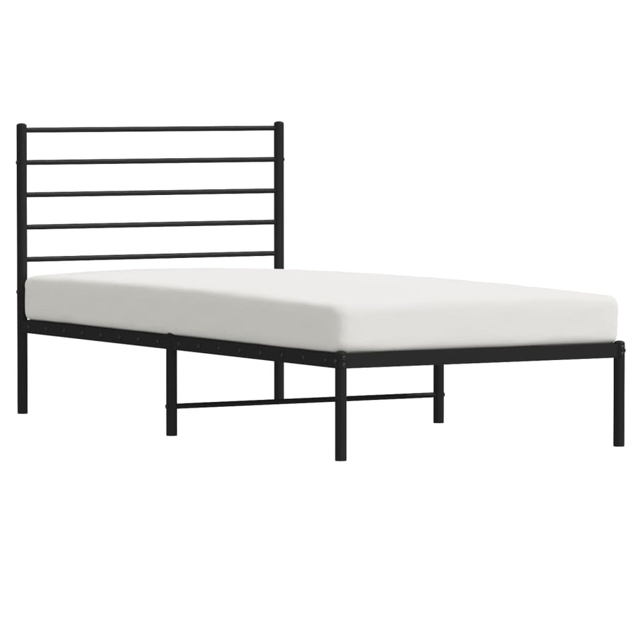 Bedframe Metaal 100 x 190 cm Zwart met hoofdbord