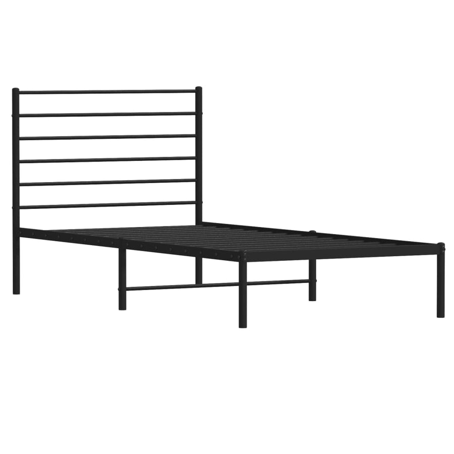 Bedframe Metaal 100 x 190 cm Zwart met hoofdbord