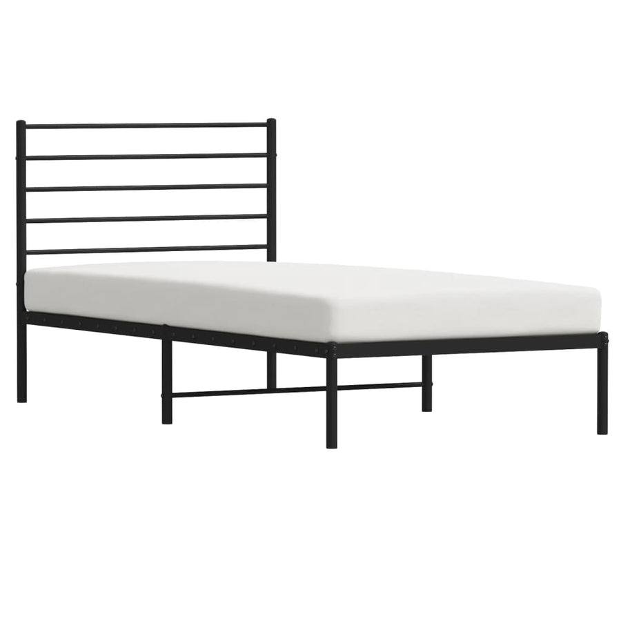 Bedframe Metaal 107 x 203 cm Zwart met hoofdbord