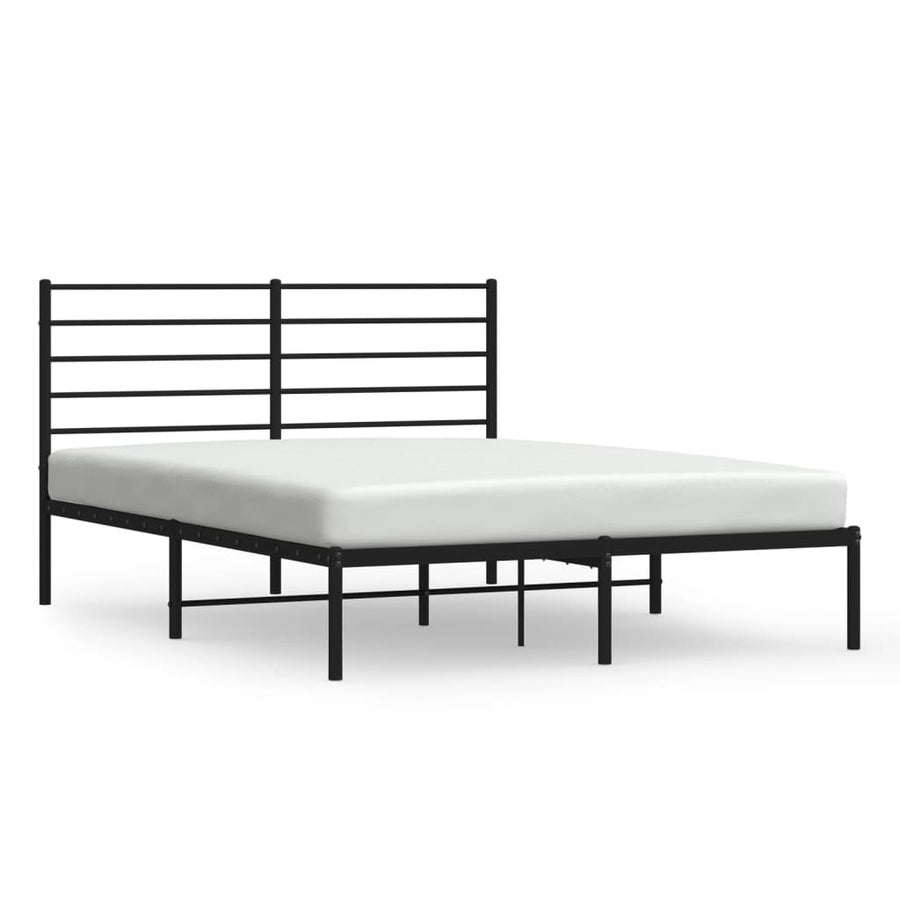 Bedframe Metaal 120 x 190 cm Zwart met hoofdbord