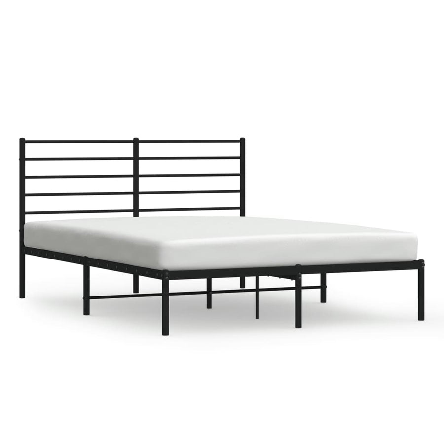 Bedframe Metaal 120 x 200 cm Zwart met hoofdbord