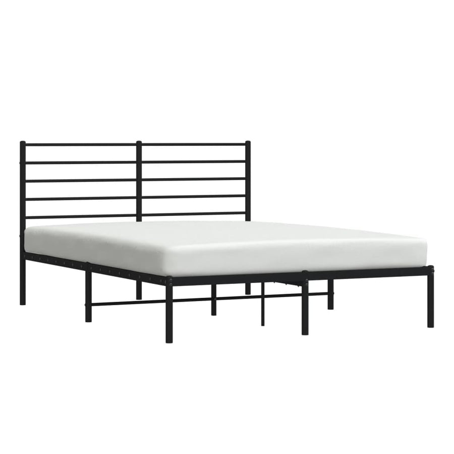 Bedframe Metaal 120 x 200 cm Zwart met hoofdbord
