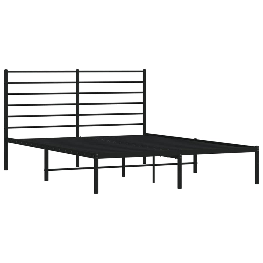 Bedframe Metaal 120 x 200 cm Zwart met hoofdbord
