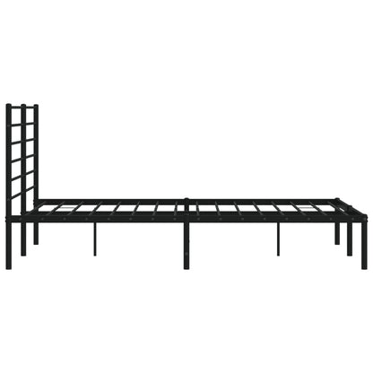 Bedframe Metaal 120 x 200 cm Zwart met hoofdbord