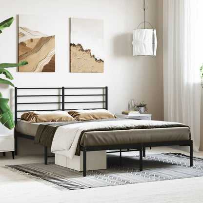 Bedframe Metaal 120 x 200 cm Zwart met hoofdbord