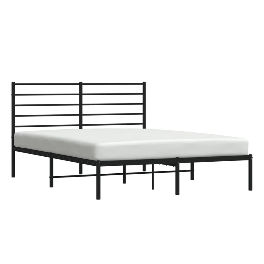 Bedframe Metaal 135 x 190 cm Zwart met hoofdbord