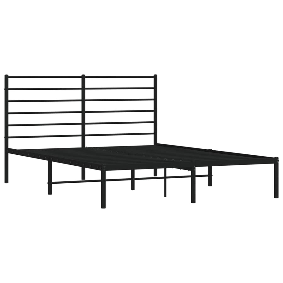 Bedframe Metaal 135 x 190 cm Zwart met hoofdbord