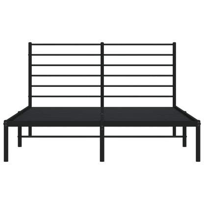 Bedframe Metaal 135 x 190 cm Zwart met hoofdbord