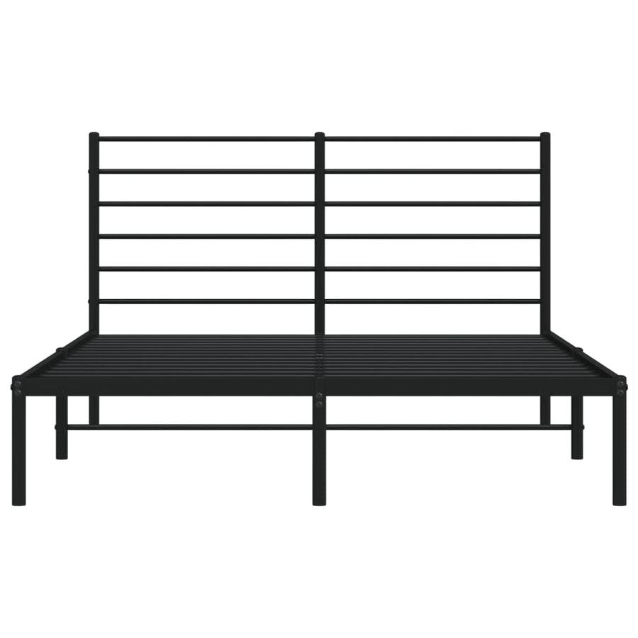 Bedframe Metaal 135 x 190 cm Zwart met hoofdbord