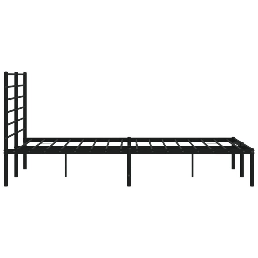 Bedframe Metaal 135 x 190 cm Zwart met hoofdbord