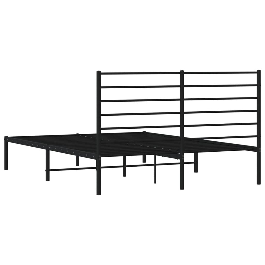 Bedframe Metaal 135 x 190 cm Zwart met hoofdbord
