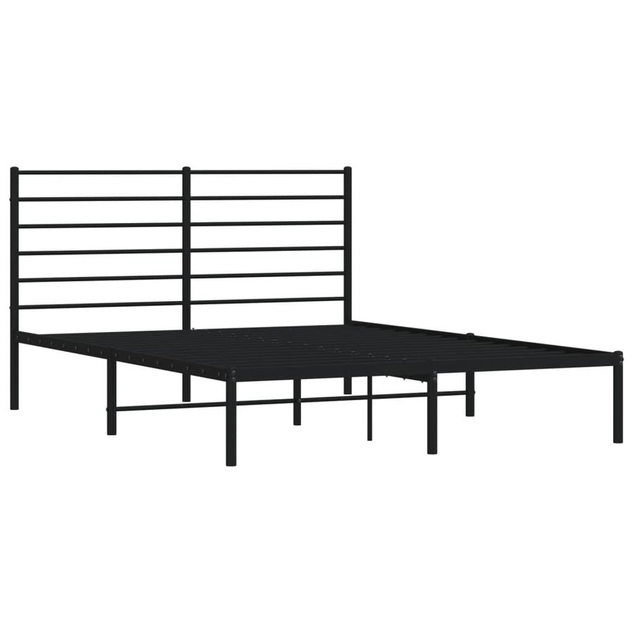 Bedframe Metaal 140 x 190 cm Zwart met hoofdbord