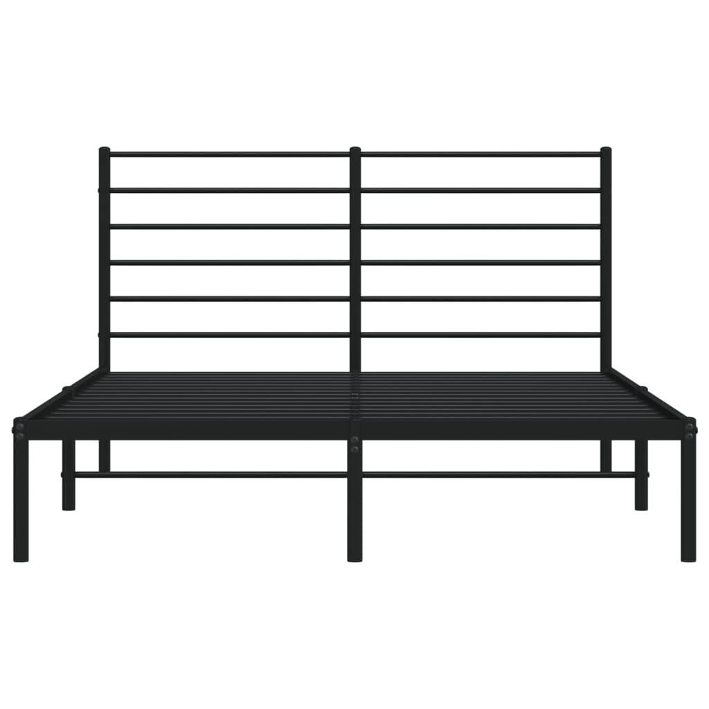 Bedframe Metaal 140 x 190 cm Zwart met hoofdbord